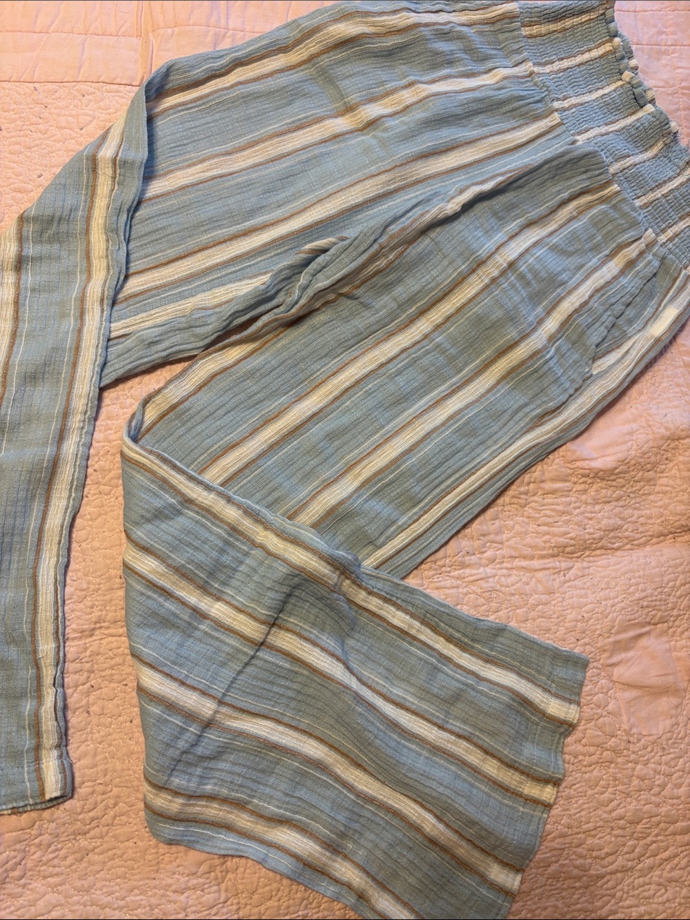 Billabong Blue and Cream Striped Gauze Pants